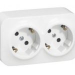 Priza 2x2P+T, 16A, alba