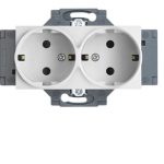 Priza dubla schuko 2P+E 16A alb, Gewiss Dahlia, GW35204W